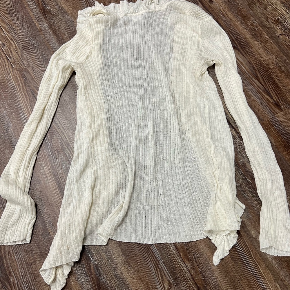 Cream Y2K Say What fairy core cardigan with ruffles - Picture 4 of 4
